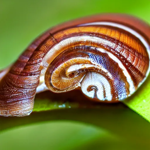 Prompt: snail on leaf