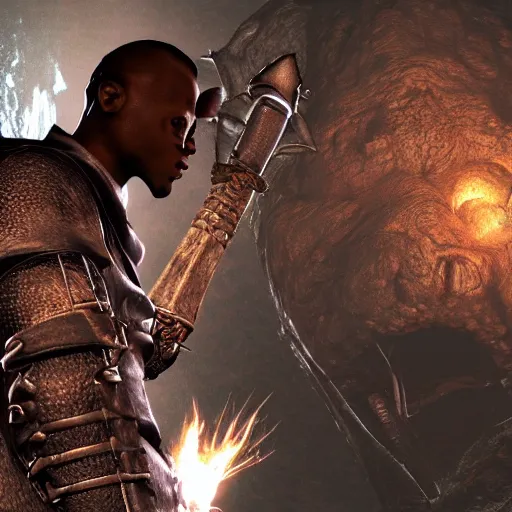 Image similar to Screenshot of Dababy as a boss in Dark Souls