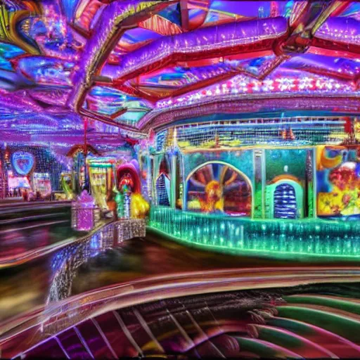 Prompt: photo - realistic, beautiful, cinimatic lunapark of liminal space