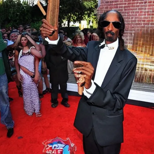 Image similar to snoop dogg attempting to smoke a giant oversized cigar