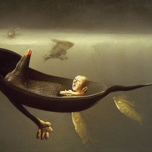 Prompt: sardine in the world of adam wyeth, extremely detailed masterpiece, illustration, by michael sowa,