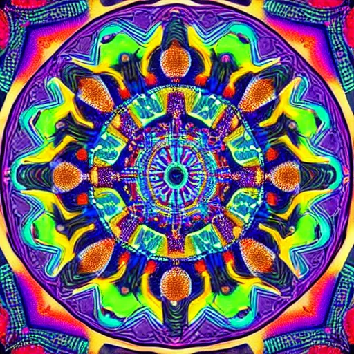 Prompt: intricate psychedelic mandala, psychedelic, colorful, epic