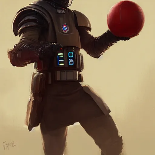 Image similar to portrait o kevin tillie holding a volley ball by greg rutkowski, jedi knight, he is 3 5 years old, star wars expanded universe, wearing imperial gear,, highly detailed portrait, digital painting, artstation, concept art, smooth, sharp foccus ilustration, artstation hq