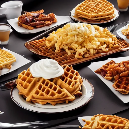 Image similar to detailed wafflehouse restaurant 4k advertising