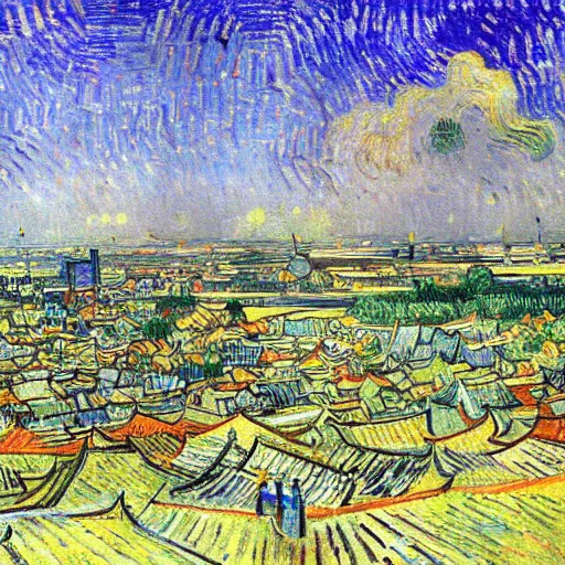 Prompt: Shang Hai city painted by vincent van gogh