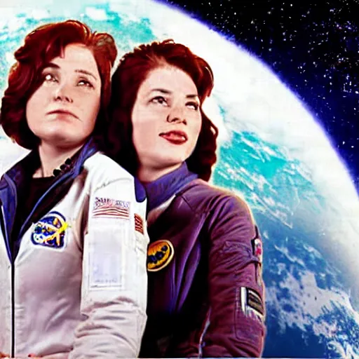 Prompt: lesbians in space