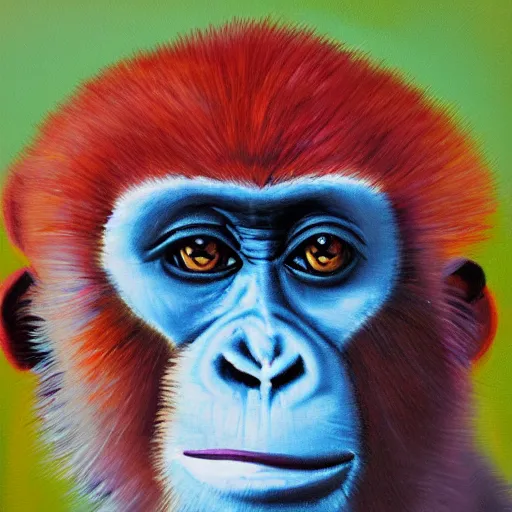 Image similar to Acrylic on canvas portrait of monkey