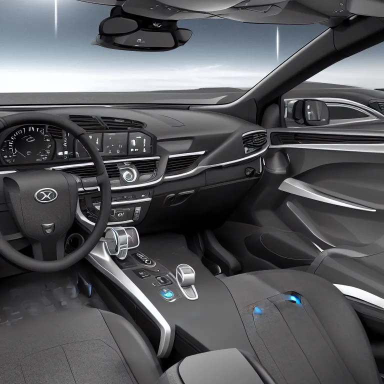 Prompt: 3D spatial user interface inside car interior very detailed