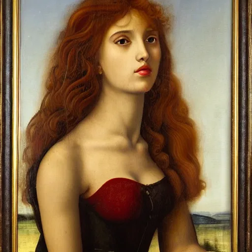 Prompt: a sfumato detailed profile portrait oil painting of a very young italian woman resembling scarlett johansson and ana de armas, in the style of boticelli's young woman in mythological guise, by boticelli and davinci and rembrandt