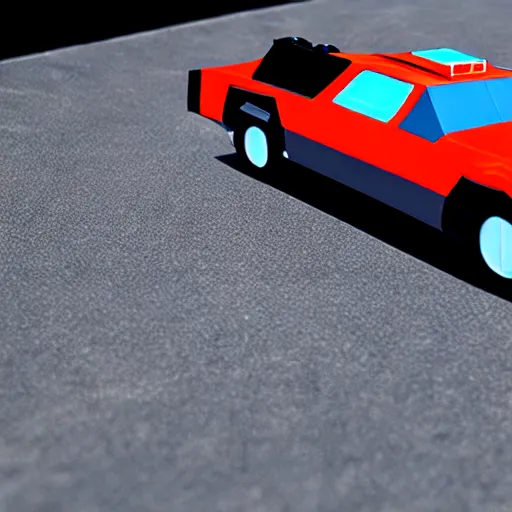 Image similar to back to the future delorean, mario kart 6 4 screenshot, low poly, aliased