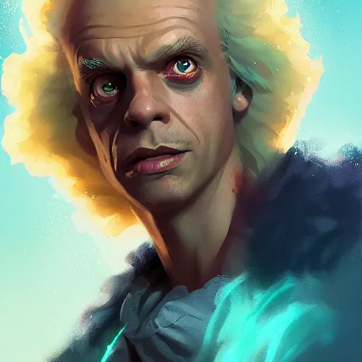 Image similar to portrait of doc brown as arielle the mermaid, disney animation, sharp, illustration, sharp, fanart, anime key art by greg rutkowski, bloom, dramatic lighting sharp focus, cinematic, artbook, smooth, centered