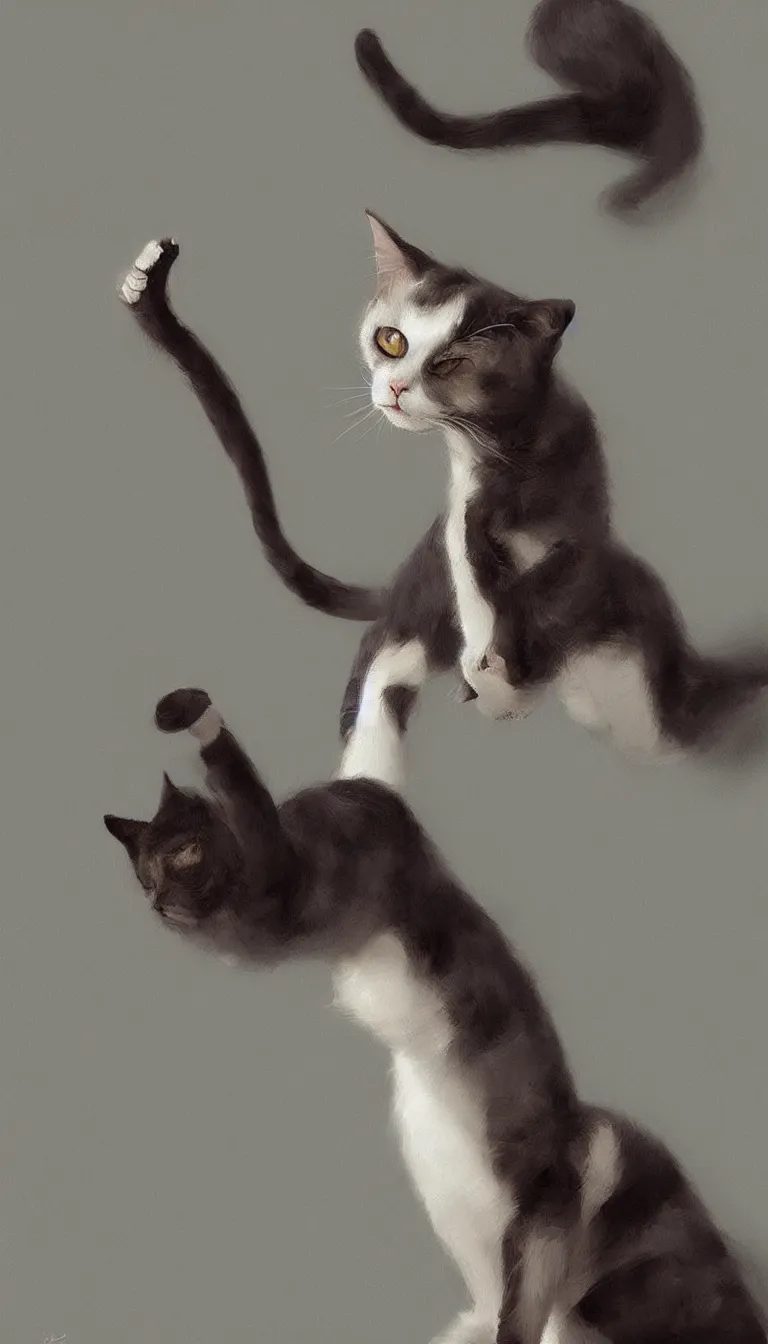 Prompt: long vertical cat, artwork by wlop, beelpe, artsation