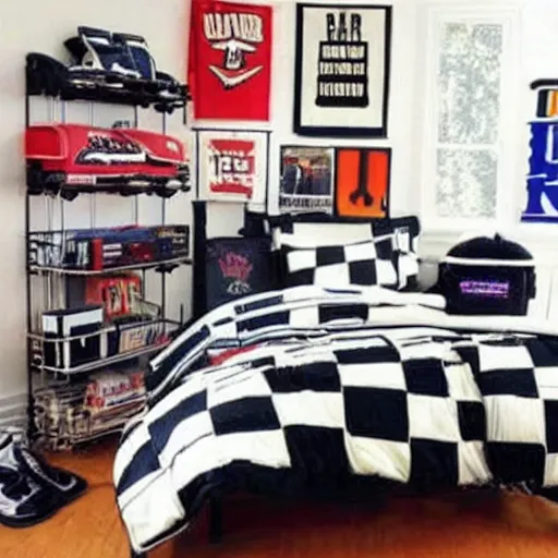 Prompt: 90s style teenage boy's bedroom.