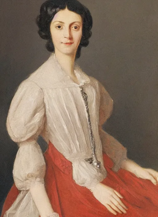 Image similar to jan nepomucen głowacki and ludwik de laveaux painted style portrait of karolina zebrowska, female fashion and dress historian, high detail, smooth face, high detail, 1 9 th century painting, 4 k