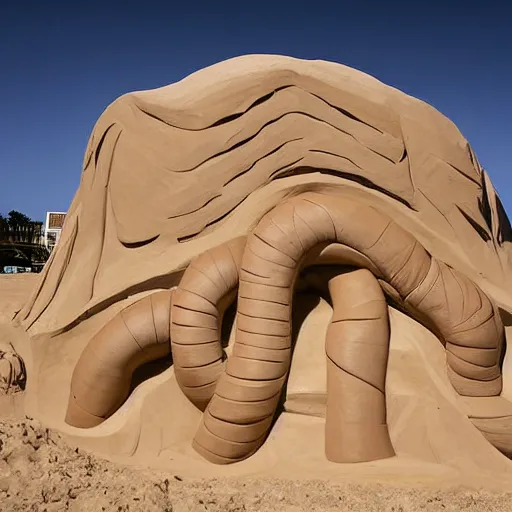 Image similar to distorted by emma rios, by mike mignola sand sculpture. a photograph of the human intestine in all its glory. each section of the intestine is labelled, & various items & creatures can be seen inside, such as bacteria, food particles, & even a little mouse.