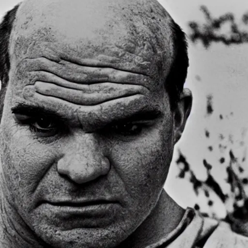 Image similar to black and white image of shrek as colonel kurtz, in apocalypse now