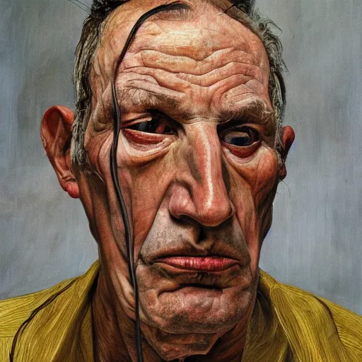 Image similar to high quality high detail painting by lucian freud, hd, portrait of possessed soul