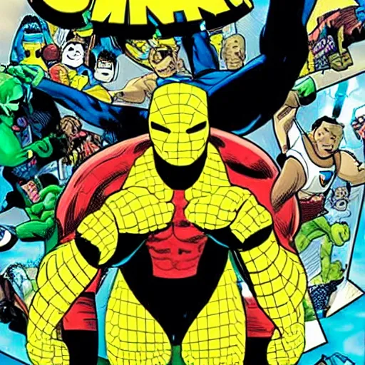 Image similar to marvel comic about turtle banana man