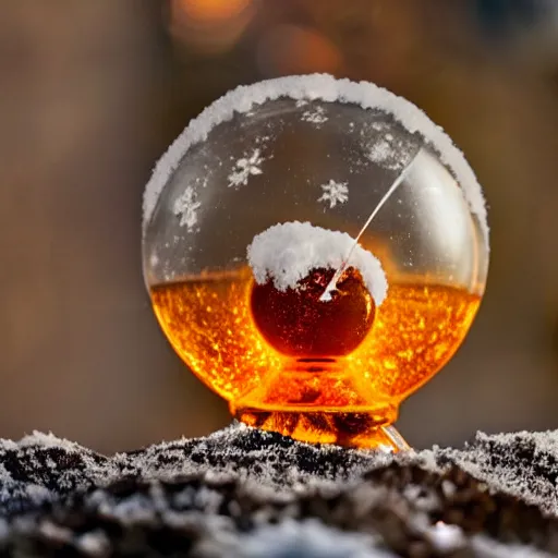 Prompt: fireball in a snow globe