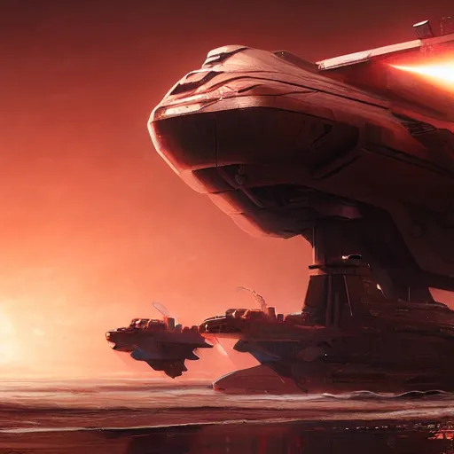 Image similar to futuristic, dreadnaught, battleship, concept art, by neil blevins