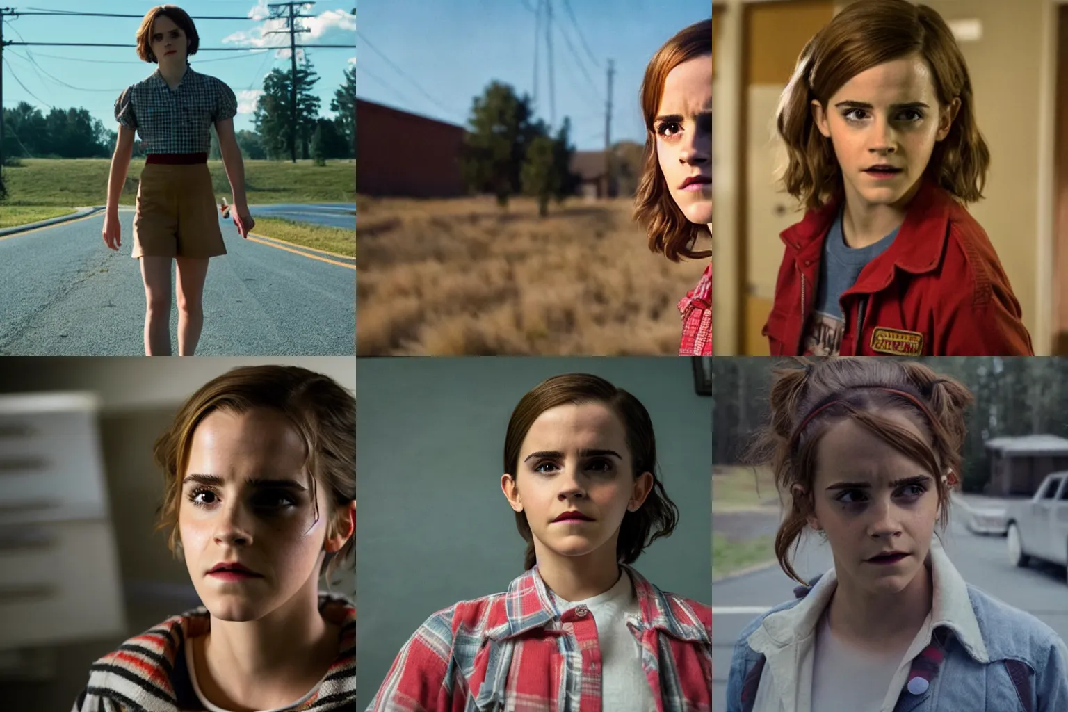 Prompt: Still of Emma Watson in Stranger Things