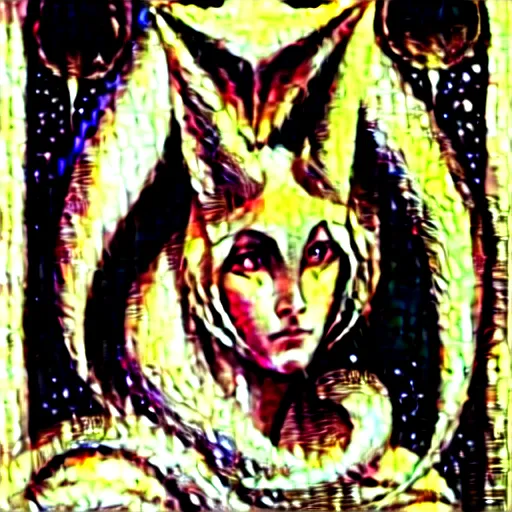 Prompt: abra the pokemon in the style of jean delville, portrait, painting, masterpiece, dramatic art, highly detailed