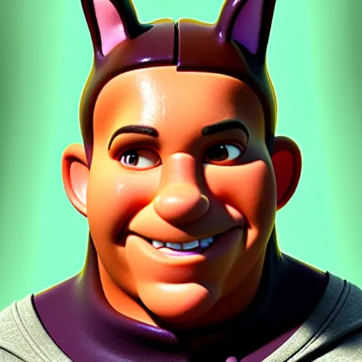 Prompt: a detailed 3d render of Vin Diesel disguised as Judy Hopps in the style of chris trejo and norman rockwell, ornate, photosynthetic,8k,award winning art, imdb,