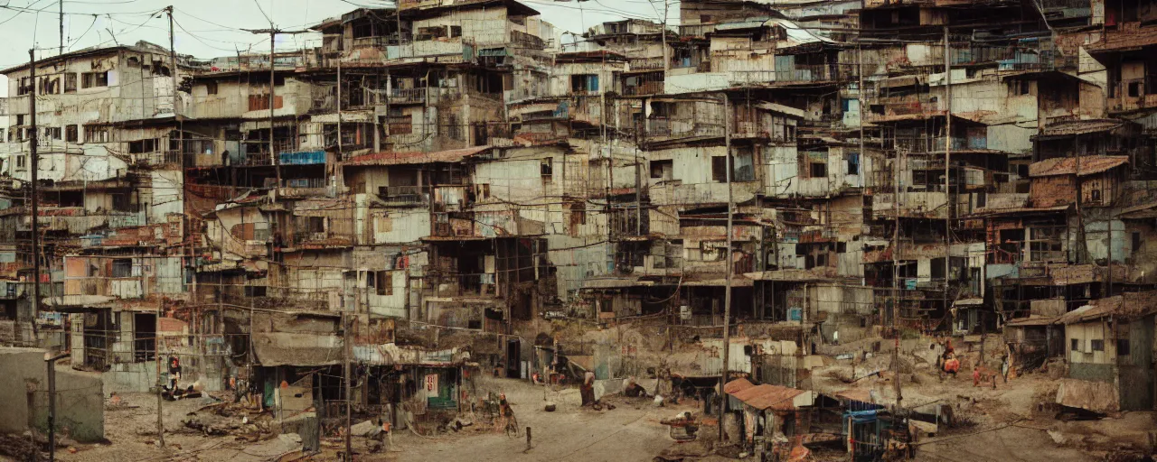 Prompt: brazilian favela, national geographic, canon 5 0 mm, cinematic lighting, photography, retro, film, kodachrome