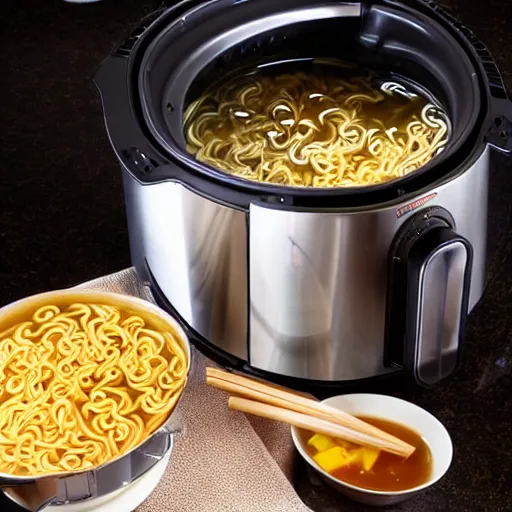 Image similar to Cooking ramen noodle soup in an airfryer, photo, kitchen interior background