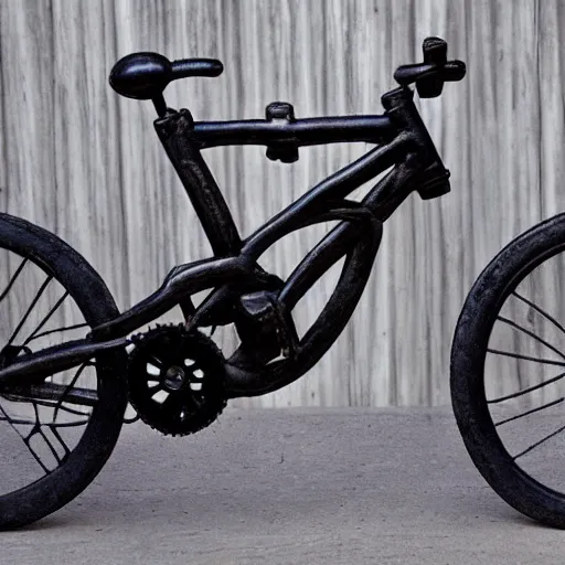 Image similar to bike made out of skull and bones, dark