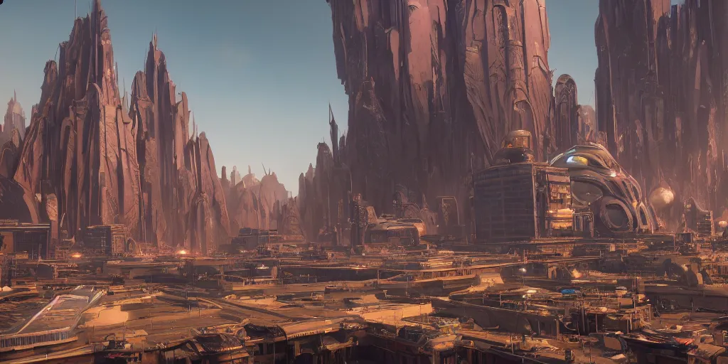 Prompt: a city on an alien planet, cinematic lighting, detailed oil painting, unreal 5 render, 8k