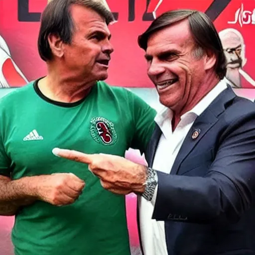 Image similar to bolsonaro jogando bola com camisa do flamengo