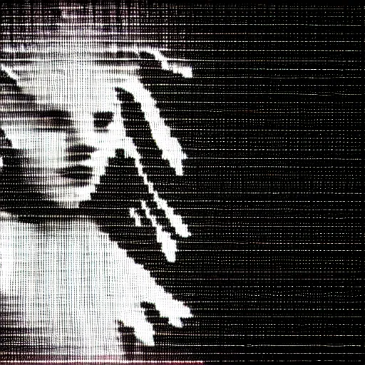 Prompt: vhs static overlay of angel apparition, vhs, 1 9 9 0, highly realistic, highly detailed, vhs noise static, black and white, vhs glitch
