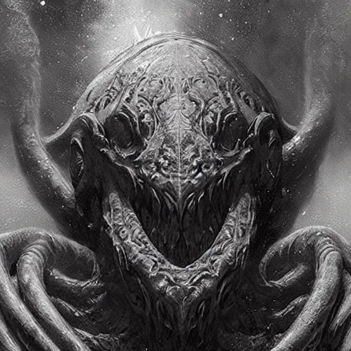 Image similar to monstrosity portrait of Cthulhu, hyperdetailed, artstation, cgsociety, by greg rutkowski, by Gustave Dore