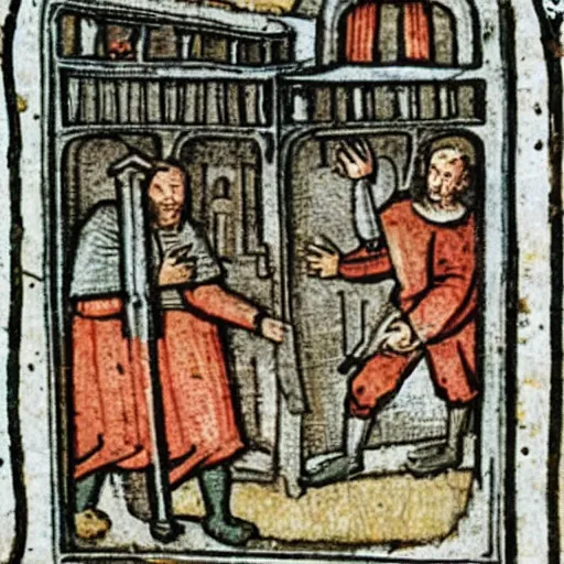 Image similar to medieval illustration of a jail