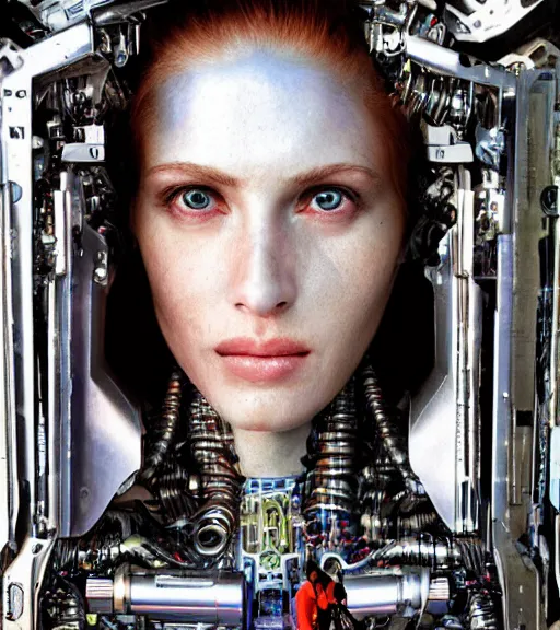 Image similar to portrait_photo_of_a_stunningly beautiful cybernetic maiden, hyper detailed by Annie Leibovitz, Steve McCurry, David Lazar, Jimmy Nelsson, professional photography
