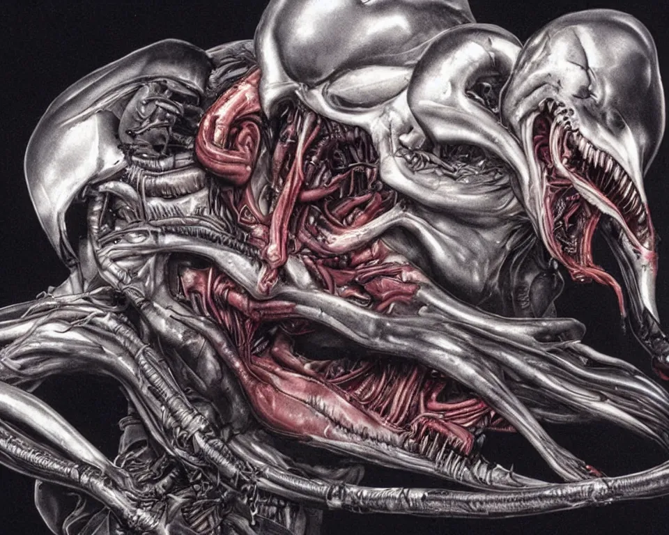 Image similar to a xenomorph performin surgery on a dead fish