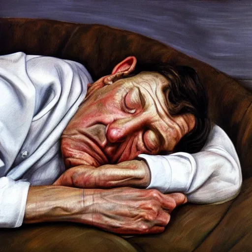 Prompt: high quality high detail painting by lucian freud, hd, sleeping