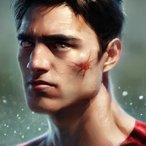 Prompt: spiderman closeup portrait, dramatic light, lake background, 2 0 0 mm focal length, painted by stanley lau, painted by greg rutkowski, painted by stanley artgerm, digital art, trending on artstation