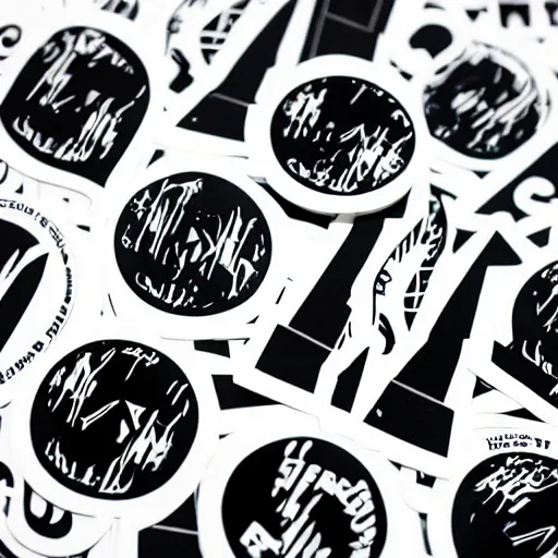 Image similar to black on white graphic design stickers in style of david rudnick, eric hu, acid, y 2 k, brutalism