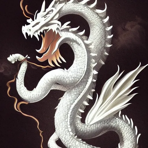 Image similar to asian dragon breathing fire as latte art, award winning, white background, deviantart, beautiful, intricate, highly detailed, digital painting, artstation, concept art, smooth, sharp focus, illustration,