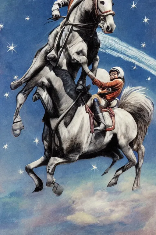 Image similar to horse sits on a lying astronaut, highly detailed