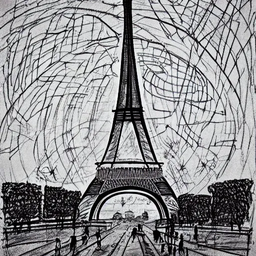 Image similar to the eiffel tower drawn like starry night
