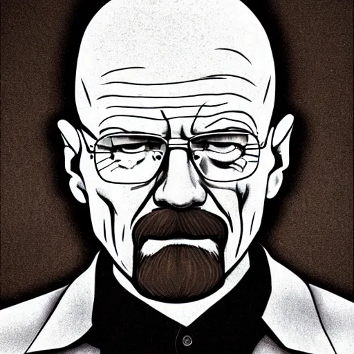 Image similar to Walter White pointing a revolver at right side, accurate anatomy, highly detailed, digital art