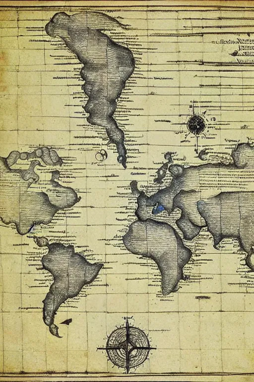 Prompt: map of the elemental planes, astral plane, by leonardo da vinci, blueprint page