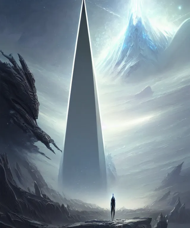 Image similar to futuristic Obelisk, sci-fi, fantasy, intricate, elegant, highly detailed, digital painting, sharp focus, illustration, art by artgerm and greg rutkowski and WLOP