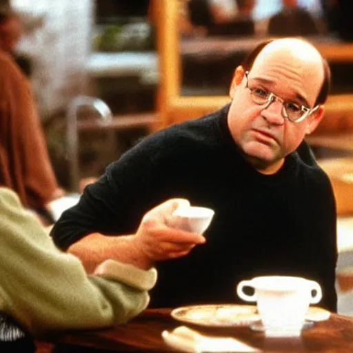 Prompt: “George Costanza complaining to the waitress about the temperature of his coffee”