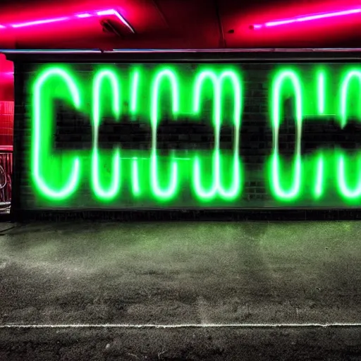 Prompt: neon graffiti sign, real life photography