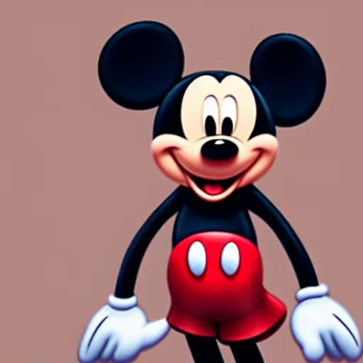 Image similar to Mickey Mouse as a human, photorealistic, film still, desolate