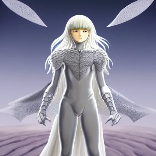 Prompt: full body portrait of griffith from berserk manga, posing, symmetrical composition, centred composition, hyperdetailed, kentaro miura style, 4 k